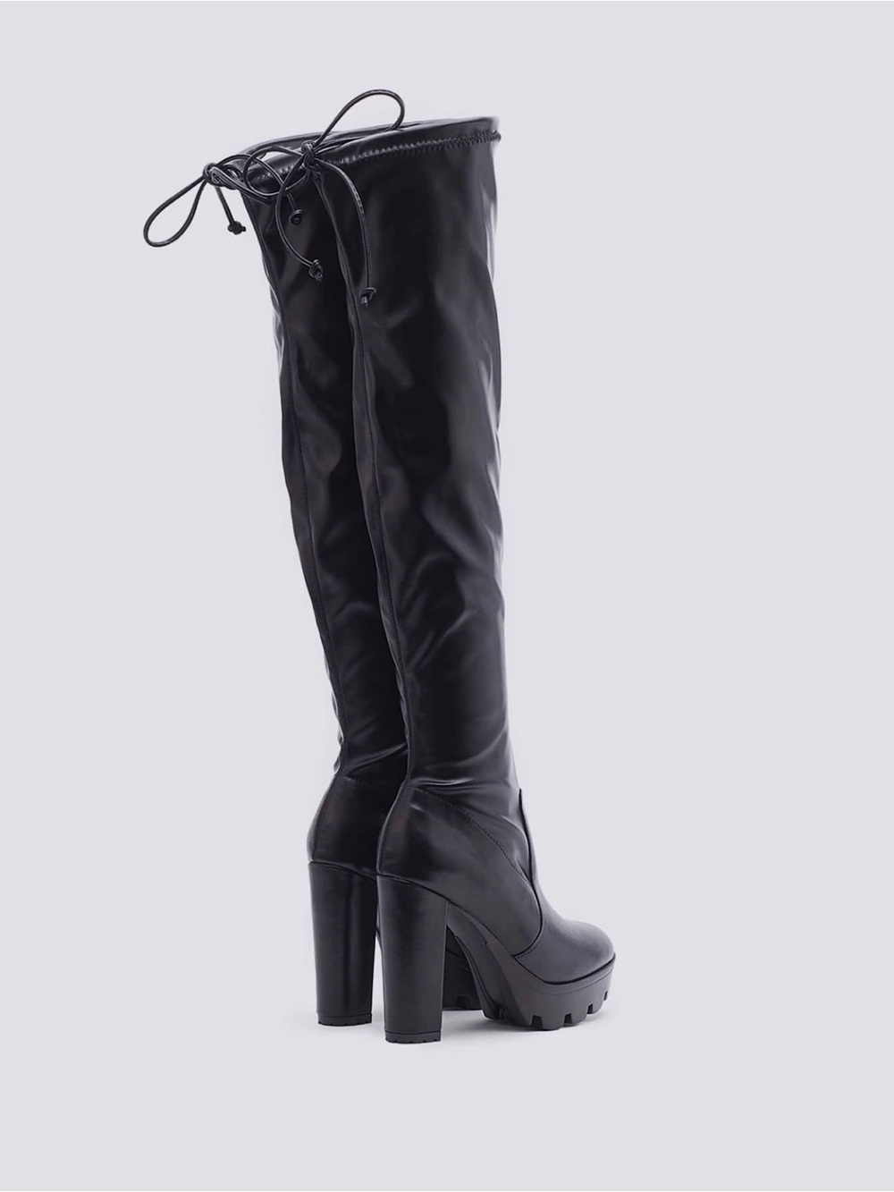 SHEIN Black Over-the-Knee Platform Heel Boots No Box